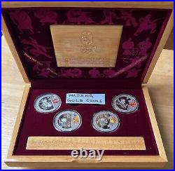 2008 Beijing Olympic Commemorative 4 Silver Coins Set Box & Coa (no Gold Coins)