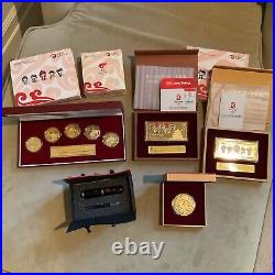 2008 Beijing Olympic Commemorative Medallions Gold Plated Coins And Pen Lot Set