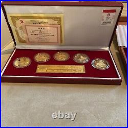 2008 Beijing Olympic Commemorative Medallions Gold Plated Coins And Pen Lot Set