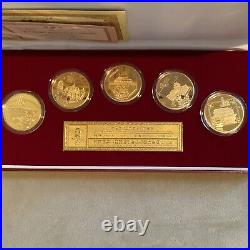 2008 Beijing Olympic Commemorative Medallions Gold Plated Coins And Pen Lot Set