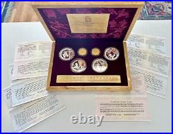 2008 Beijing Olympics 999 Silver & 24k Yellow Gold Coin Set Olympic Memoribilia