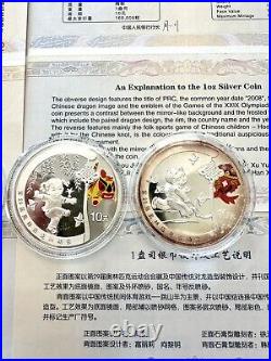 2008 Beijing Olympics 999 Silver & 24k Yellow Gold Coin Set Olympic Memoribilia