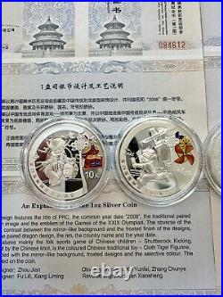 2008 Beijing Olympics 999 Silver & 24k Yellow Gold Coin Set Olympic Memoribilia