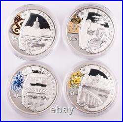 2008 Beijing Olympics China 10 Yuan 1 oz Silver Coins 4 Coin Proof Set Box/COA