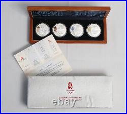 2008 Beijing Olympics Series. 4 Silver Coin Set With Box & Certificate 999.9%