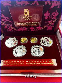 2008 Beijing XXIX Olympics Proof Gold Silver 6 Coin Set withBox COA Series III