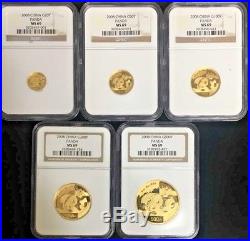 2008 CHINA Gold Panda 5 Coin Set NGC MS69 #3948