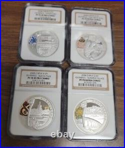 2008 China 10 Yuan Silver Coins. NGC PF70 Ultra Cameo. Olympics 4-Coin Set