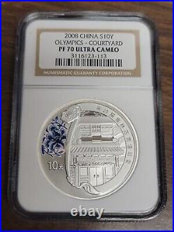 2008 China 10 Yuan Silver Coins. NGC PF70 Ultra Cameo. Olympics 4-Coin Set