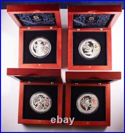 2008 China Beijing 4 Coin 10 Yuan Silver Proof Set Series III 3 Box and OGP