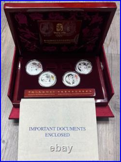 2008 China Beijing Olympics 10 Yuan 1oz. 999 Silver Colorized Proof 4 Coin Set