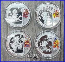2008 China Beijing Olympics 10 Yuan 1oz. 999 Silver Colorized Proof 4 Coin Set