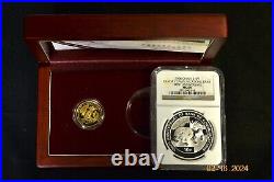 2008 China Panda 10 Yuan Silver+1/4oz Gold Coin Set-100th Bank of Communications