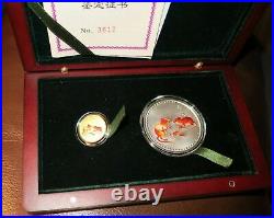 2008 China Year of the Rat Colorized 1/20 oz. Gold and 1/2 oz. Silver Coin Set