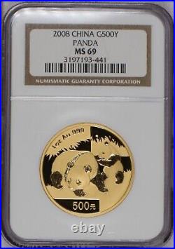 2008 Gold Panda 5-Coin Set NGC MS69