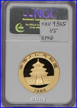 2008 Gold Panda 5-Coin Set NGC MS69