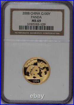 2008 Gold Panda 5-Coin Set NGC MS69