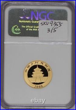 2008 Gold Panda 5-Coin Set NGC MS69