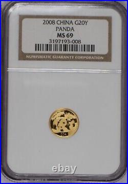 2008 Gold Panda 5-Coin Set NGC MS69