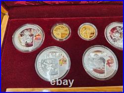 2008 Official China Beijing Olympic Coins 2/3 oz Gold & 4 oz Silver Set