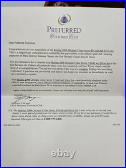 2008 Official China Beijing Olympic Coins 2/3 oz Gold & 4 oz Silver Set