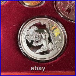 2008 Official China Beijing Olympic Coins 2/3 oz Gold & 4 oz Silver Set with CoA