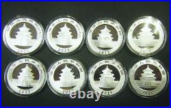 2009 2010 2011 2012 2013 2014 2015 2016 Chinese 1oz Silver Panda coin China set