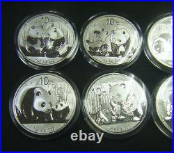 2009 2010 2011 2012 2013 2014 2015 2016 Chinese 1oz Silver Panda coin China set