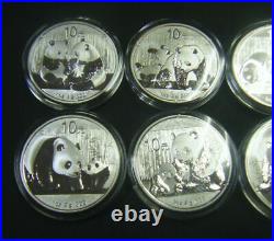 2009 2010 2011 2012 2013 2014 2015 2016 Chinese 1oz Silver Panda coin set