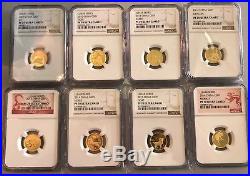 2009 2016 China Lunar Gold Coin PF70 Set G50Y 1/10th oz Ox Tiger Dragon Goat