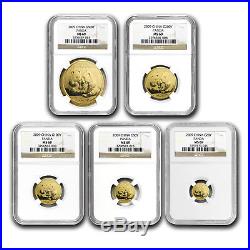 2009 China 5-Coin Gold Panda Set MS-69 NGC SKU#162414