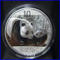 2010, 2011, 2012, 2013, (4) Chinese 1oz Silver Panda coins set in Capsules