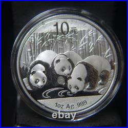 2010, 2011, 2012, 2013, (4) Chinese 1oz Silver Panda coins set in Capsules