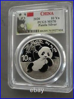 2010-2020 China 10y. 999 Silver Panda Complete 11 Coin Set (all Ms 70)
