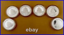 2011-2014 SILVER CHINA 1 OZ, 2015-2016 30-gram PANDA 6 COIN CONSECUTIVE YEAR SET