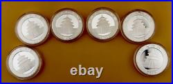 2011-2014 SILVER CHINA 1 OZ, 2015-2016 30-gram PANDA 6 COIN CONSECUTIVE YEAR SET