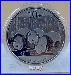 2011-2014 SILVER CHINA 1 OZ, 2015-2016 30-gram PANDA 6 COIN CONSECUTIVE YEAR SET