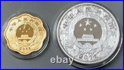 2011 CHINA 1/2 OZ GOLD & 1oz SILVER YEAR OF THE RABBIT 2 COIN SET BOX & COA