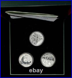 2011 China 10 Yuan 50th Anniversary WWF 3 Piece Set 1oz Silver Each Coin DC-1990
