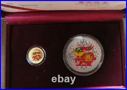 2011 China Year of the Rabbit Colorized 1/10 oz. Gold & 1 oz. Silver Coin Set