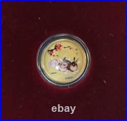 2011 China Year of the Rabbit Colorized 1/20 oz. Gold & 1/2 oz. Silver Coin Set