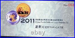 2011 China panda gold and Lunar premium set coin 1/2 Oz 200 Yn (scarce)