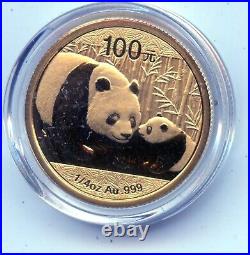 2011 China panda gold and Lunar premium set coin 1/4 Oz 100 Yn (scarce)