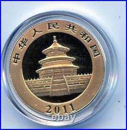 2011 China panda gold and Lunar premium set coin 1/4 Oz 100 Yn (scarce)