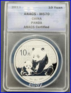2012-2015 China 10 Yuan 1ozt. 999 Silver Panda ANACS MS 70 DCAM, 4 Coin Set