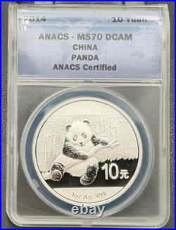 2012-2015 China 10 Yuan 1ozt. 999 Silver Panda ANACS MS 70 DCAM, 4 Coin Set