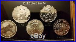 2012 -5 coin 1oz. 999 SILVER GLOBAL COIN SET US/CHINA/AUSTRALIA/G. B. /Somali with