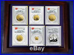2012 CHINA 999 GOLD PANDA 6 COINS complete SET PCGS MS 70 FIRST STRIKE