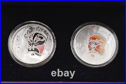 2012 China 10 Yuan Peking Opera Facial Mask 1 Oz Silver Commem. 2 Coin Set 9254