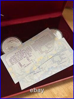 2012 China 2x 10 Yuan Year of the Dragon 2x 1 Oz. Silver coin. 999, special set